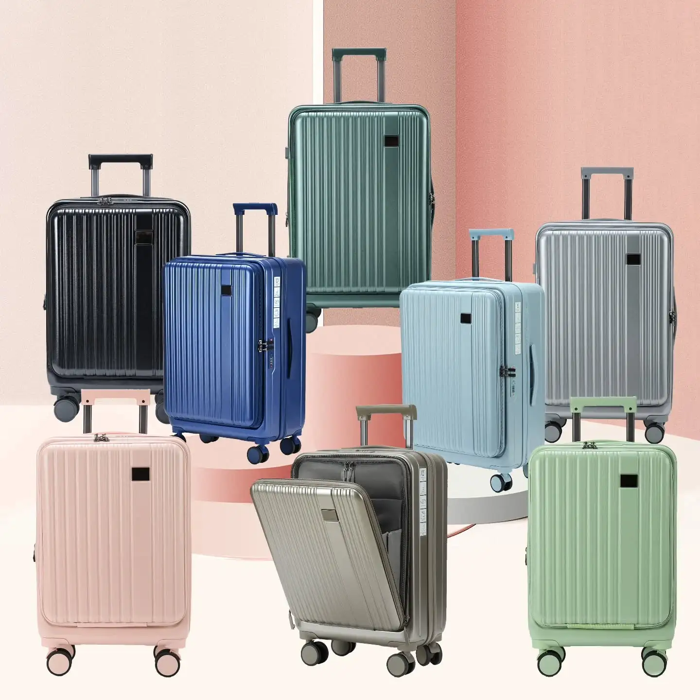 Collection of multi - colored fashionable suitcases