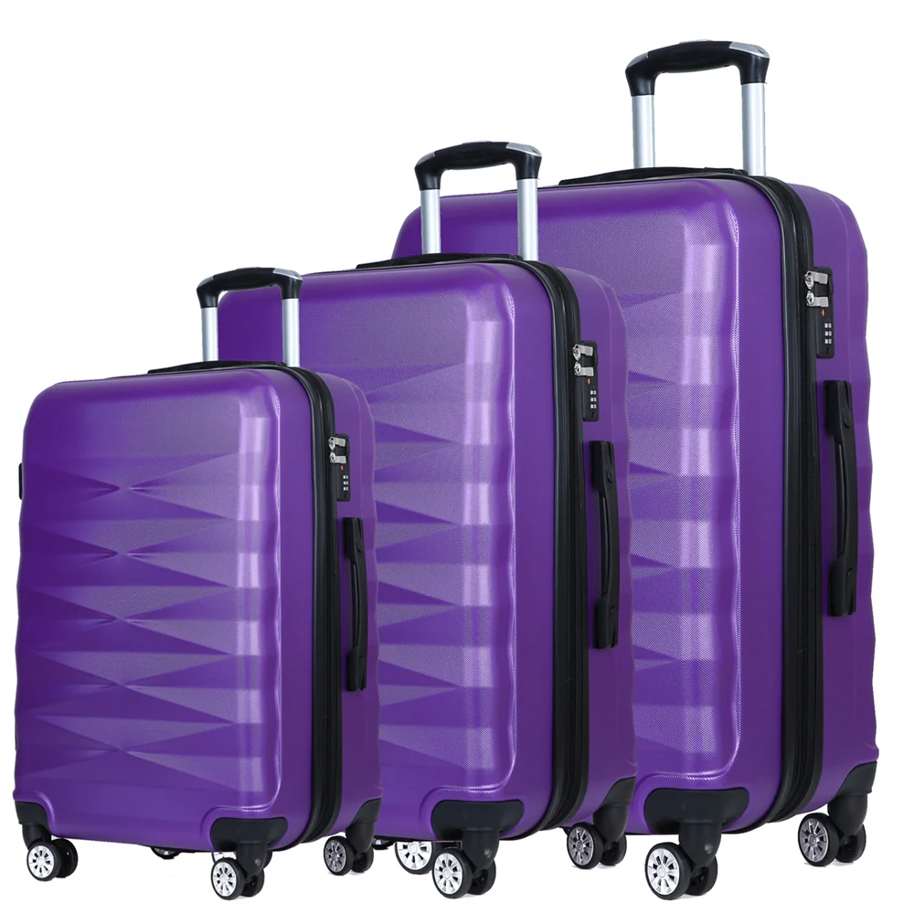4 Wheel Spinner ABS Luggage Hard Shell Trolley Luggage Set Suitcase 20 24 28 Size