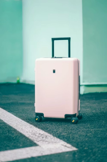 pink luggage