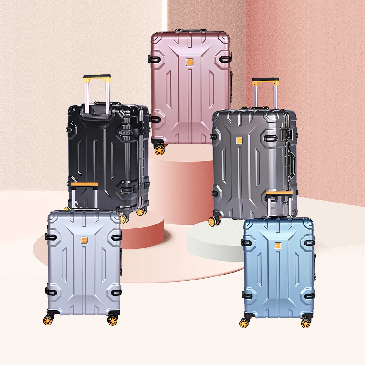 Durable Hard Shell Luggage Collection with Colorful Wheels