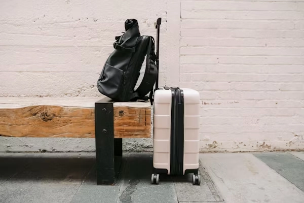 white carry-on luggage