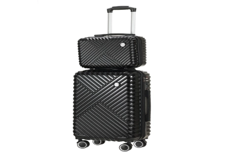 Portable black travel case with makeup bag
