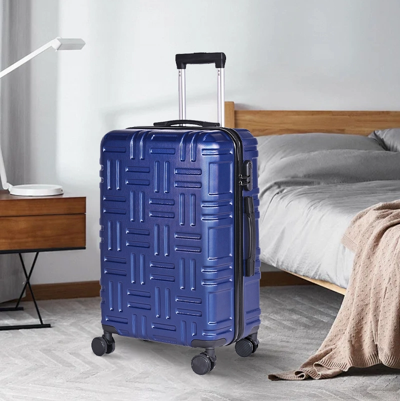 blue hard shell suitcase