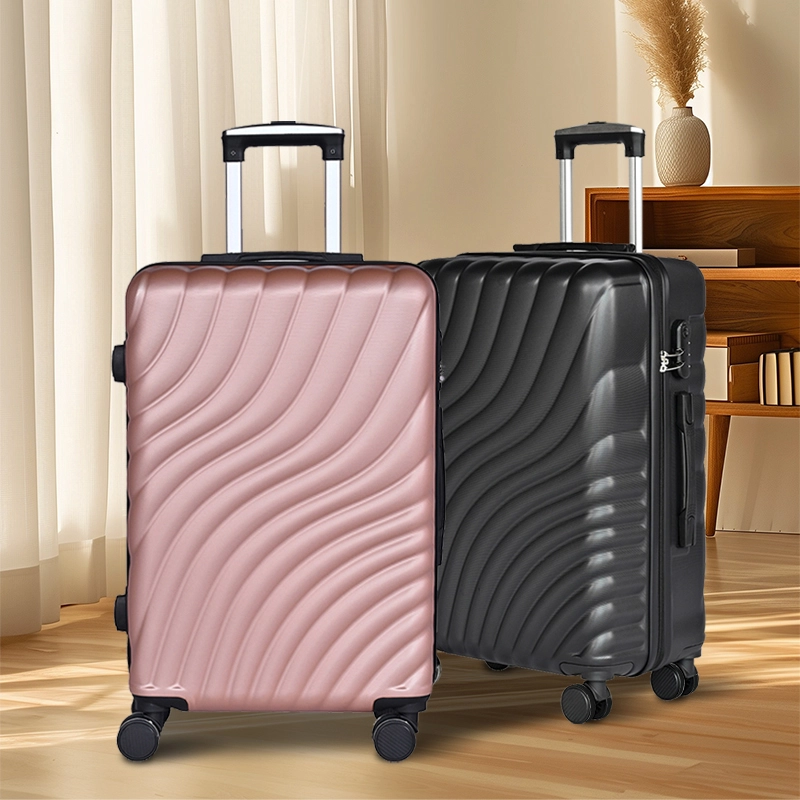 pink and black hard shell suitcase