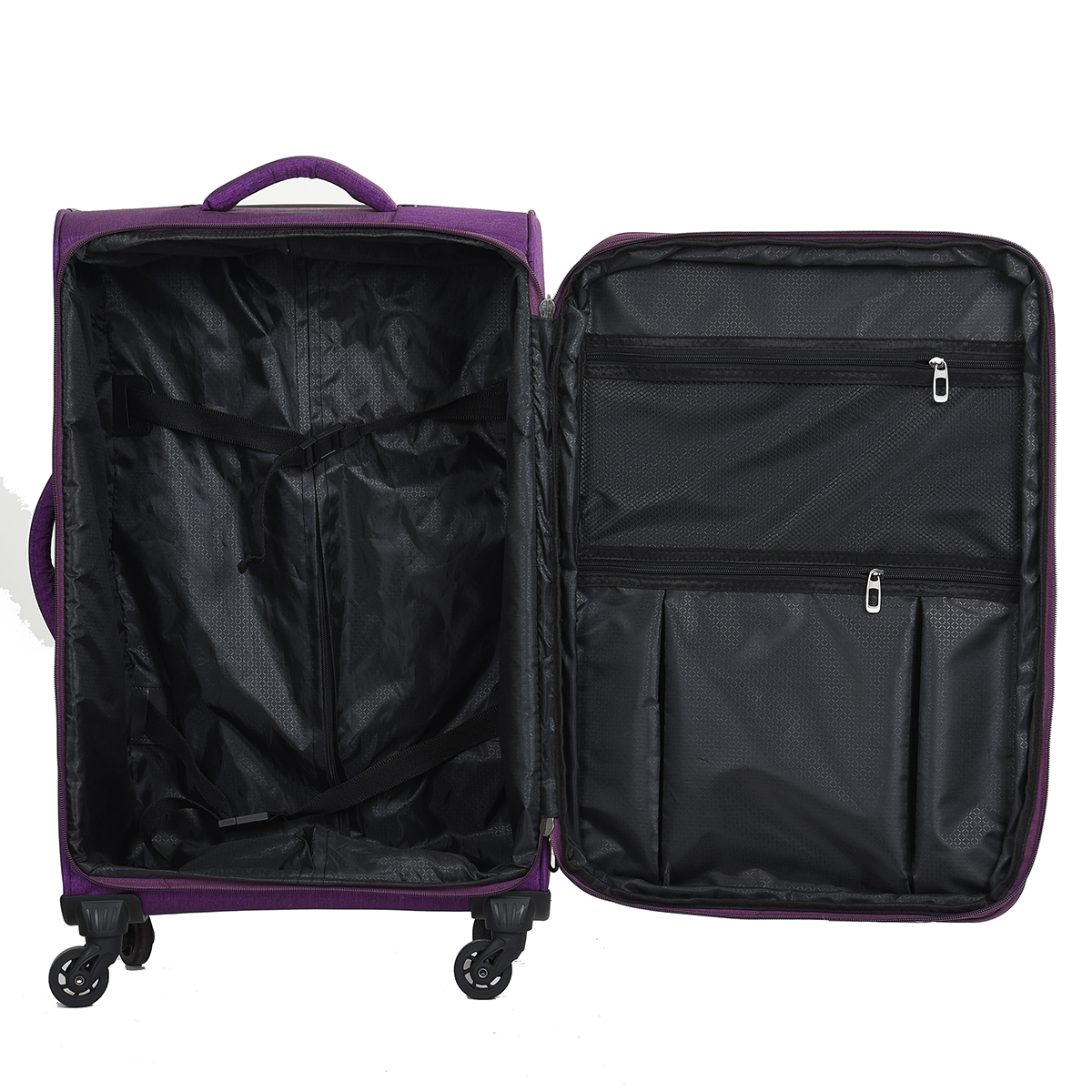 China Factory Carry On Luggage Spinner Wheels Fabric Suitcase Set Custom Logo