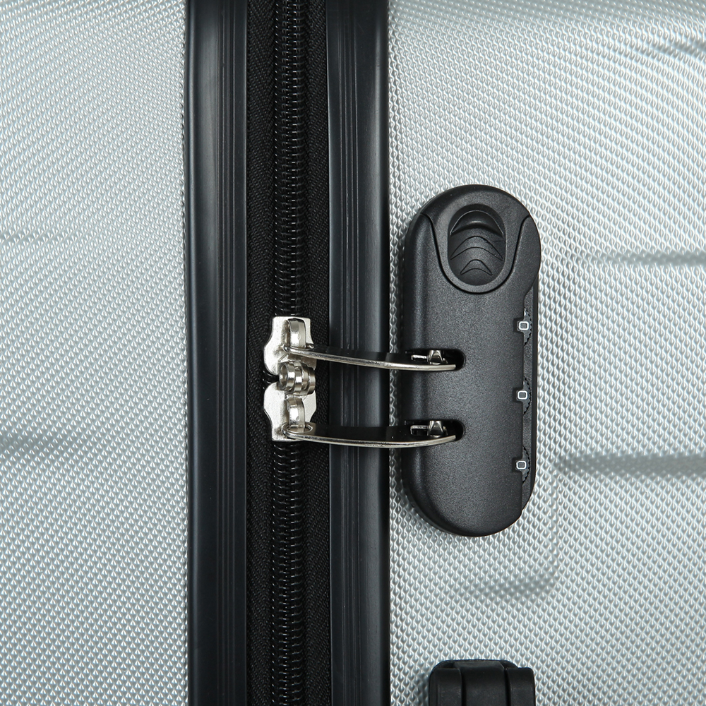 24 inch travel case from Chinese factory – silver+ABS material | suitable for short distance travel | scratch resistant and wear-resistant design