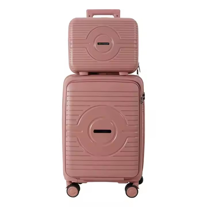 PP daily durable luggage set – large capacity 2-piece travel suitcase with front cover