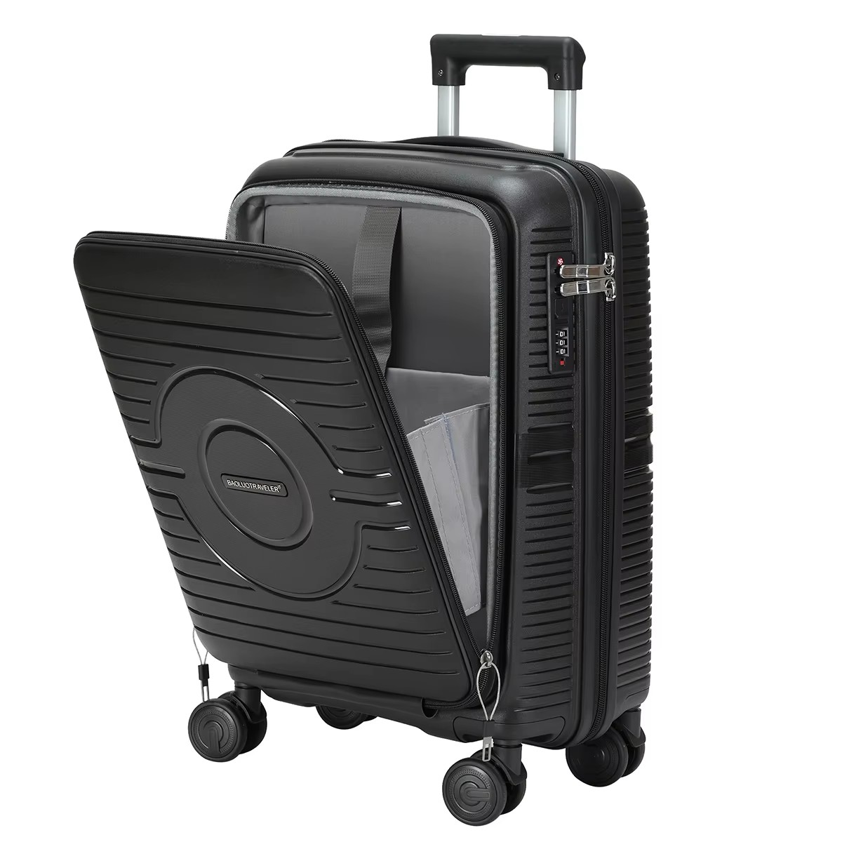 PP daily durable luggage set – large capacity 2-piece travel suitcase with front cover
