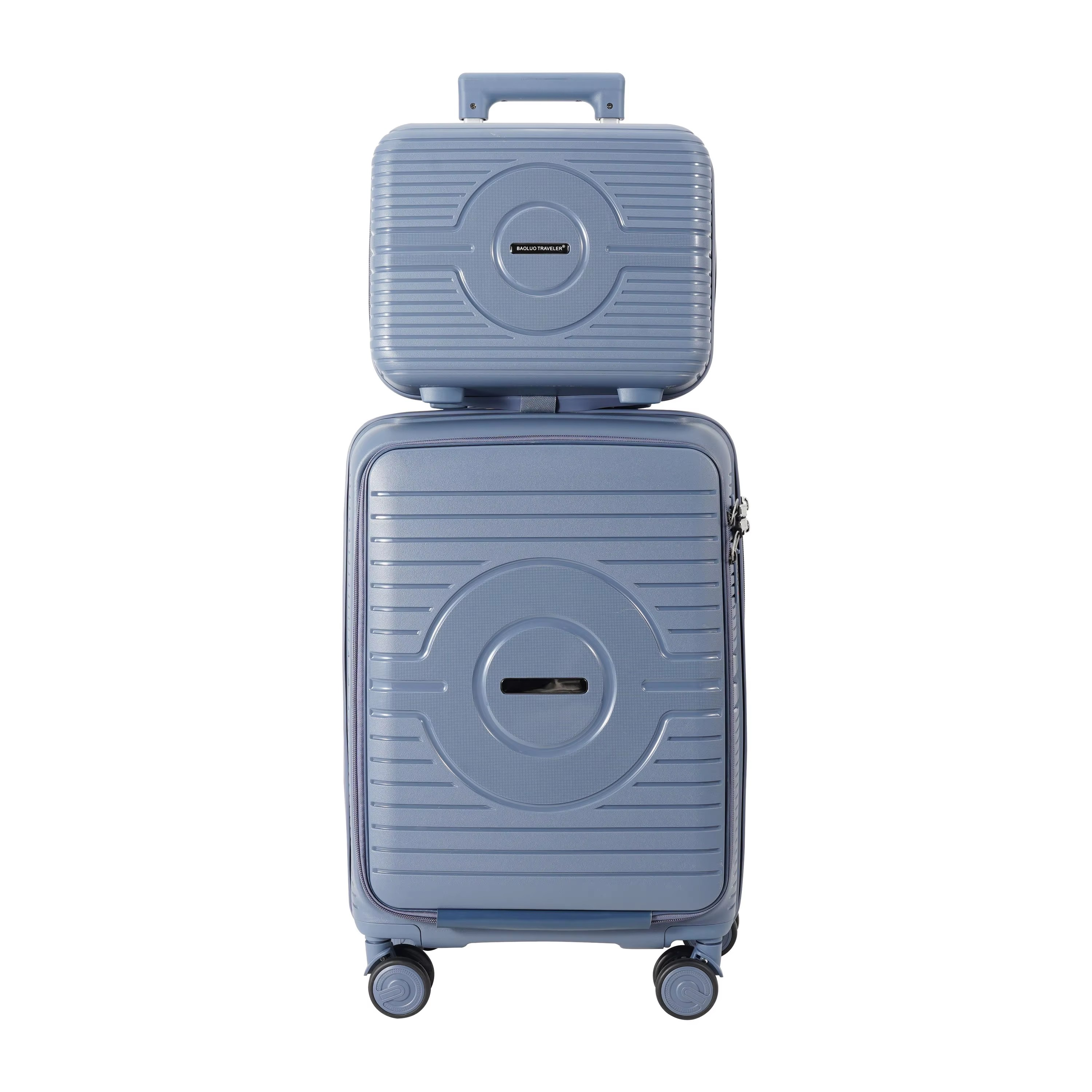 PP daily durable luggage set - large capacity 2-piece travel suitcase with front cover