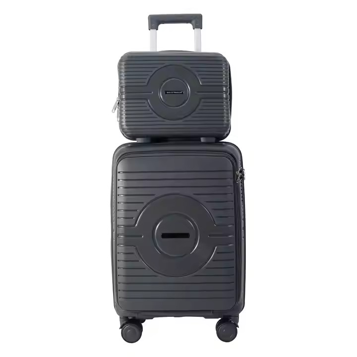 PP daily durable luggage set – large capacity 2-piece travel suitcase with front cover