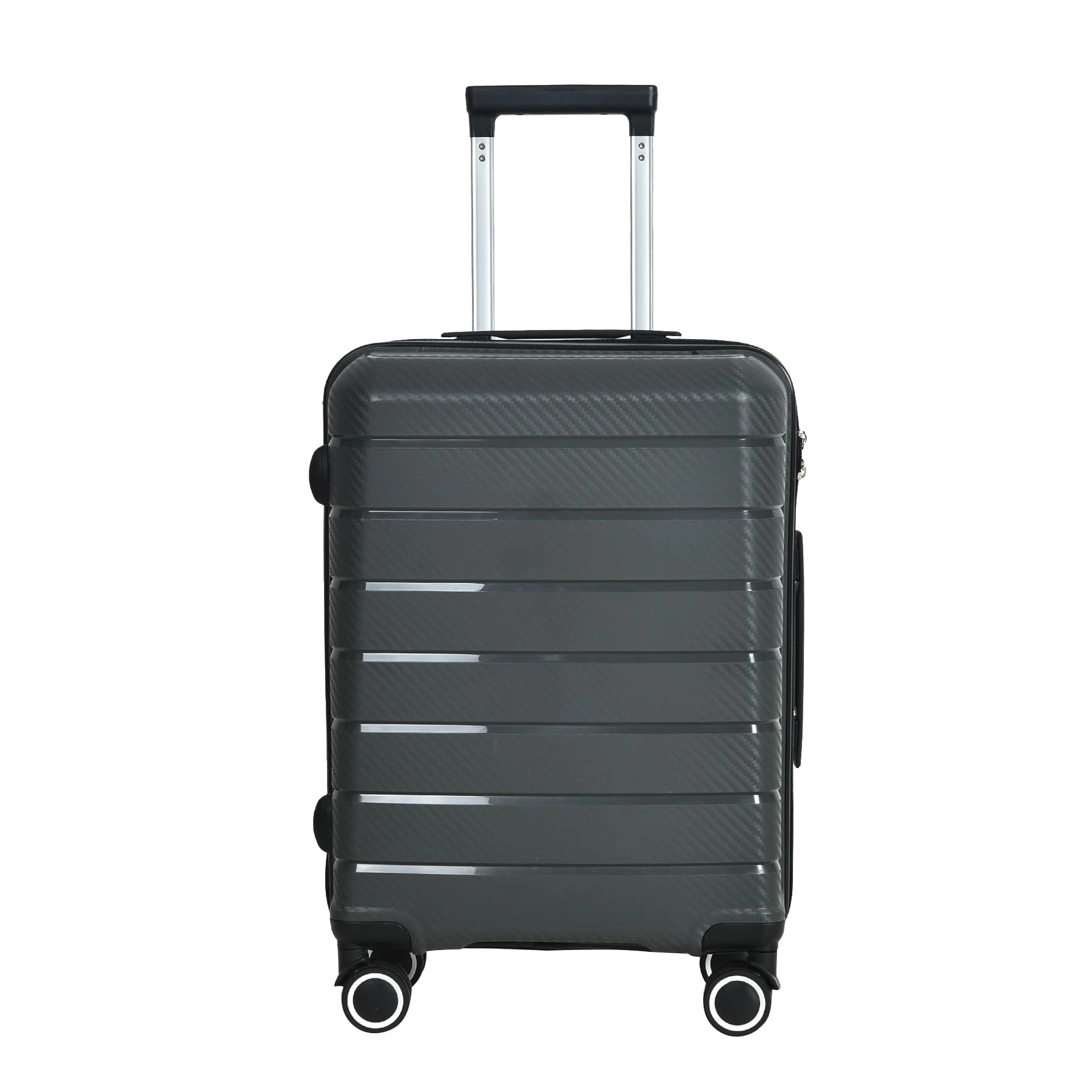 Black suitcase with extended handle